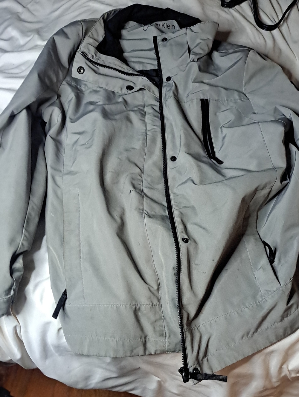 Calvin Klein Grey Men's Zip Jacket with Chest Pocket